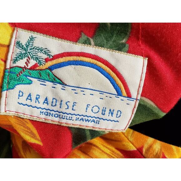 Paradise Found Men's Red Sunflower Collared Short Sleeve Button Down Shirt Large - Picture 6 of 8